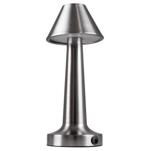 MOLLY Επαναφορτιζόμενο Επιτραπέζιο Φωτιστικό Πορτατίφ LED 1.5W 105lm 120° DC 5V IP44 Θερμό Λευκό 2700K Dimmable Ασημί Αλουμίνιο - Μ10 x Π10 x Υ23cm - 2 Xρόνια Εγγύηση