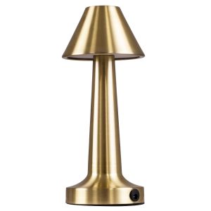 MOLLY Επαναφορτιζόμενο Επιτραπέζιο Φωτιστικό Πορτατίφ LED 1.5W 105lm 120° DC 5V IP44 Θερμό Λευκό 2700K Dimmable Χρυσό Αλουμίνιο - Μ10 x Π10 x Υ23cm - 2 Xρόνια Εγγύηση