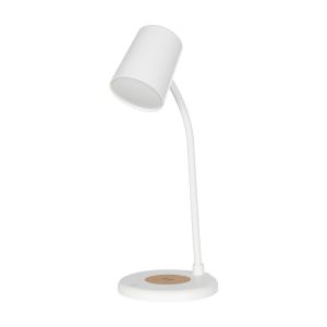 LUCORA Μοντέρνο Επιτραπέζιο Φωτιστικό Γραφείου με Ασύρματη Φόρτιση 10W 2A : 4W Bluetooth Ηχείο LED 3W 300lm 120° DC 5V με USB-C IP20 Ρυθμιζόμενο Λευκό CCT με Αφή 2700K/4500K/6000K Dimmable - Sanan SMD Chip - Λευκό - Μ12 x Π12 x Υ32cm - 2