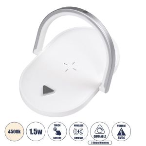 ECLIPSE Επιτραπέζιο Φωτιστικό Πορτατίφ LED 15W 1200lm 180° AC 220-240V IP20 Φυσικό Λευκό 4500K Dimmable Λευκό Πλαστικό - Μ17 x Π13 x Υ10cm - 2 Xρόνια Εγγύηση