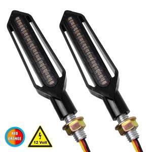 ΣΕΤ 2 x Φλάς Μοτοσυκλέτας Universal Knife LED SMD 5050 5W DC 12V 2 Λειτουργιών Κόκκινο για Πορείας-Stop : με Τρεχούμενο Εφέ Φωτισμού Πορτοκαλί για Φλας Αδιάβροχα IP65