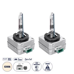 D3S/D3C Λάμπες Αυτοκινήτου : Μοτοσυκλέτας Xenon Super Vision High Brightness +60% HID 35W 3200lm IP20 Φυσικό Λευκό 4300K - Σετ 2 Τεμαχίων