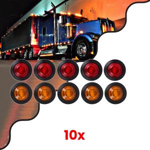 Πακέτο 10 Τεμάχια Φώτα Όγκου για Φορτηγά BULLET PIN LED SMD 5730 1W / Τεμ. 100lm DC 24V Αδιάβροχα IP65 5x Κόκκινα - 5x Πορτοκαλί