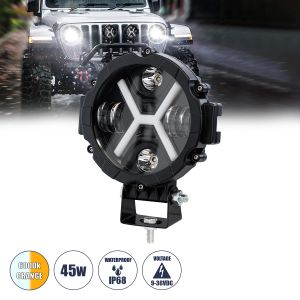 JEEPPRO Προβολάκι LED 45W 4500lm 30° DC 9-36V Αδιάβροχο IP68 Ρυθμιζόμενο Λευκό CCT - CREE COB Chip - Μ17.5x Π8.5 x Υ20cm - 2 Χρόνια Εγγύηση