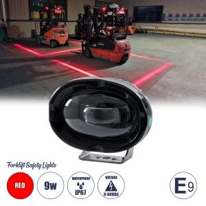 E9 Mark Forklift Safety Lights - Φώτα Προειδοποίησης : Διαγράμμισης Ασφαλείας για Περονοφόρα - Κλάρκ LED 9W DC 9-80V Αδιάβροχο IP67 Κόκκινο Μ10 x Π9.5 x Υ6cm