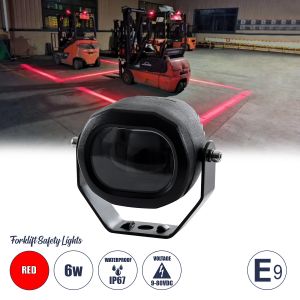 E9 Mark Forklift Safety Lights - Φώτα Προειδοποίησης : Διαγράμμισης Ασφαλείας για Περονοφόρα - Κλάρκ LED 6W DC 9-80V Αδιάβροχο IP67 Κόκκινο Μ7 x Π8 x Υ5.5cm