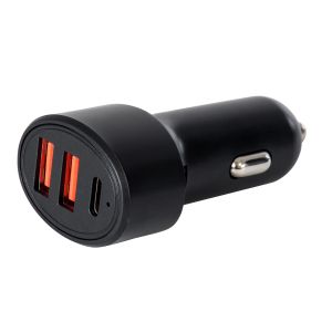 Φορτιστής Αναπτήρα Αυτοκινήτου Γρήγορης Φόρτισης PD 36W 6A με 2 Θύρες USB και 1 Θύρα Type-C Μαύρο