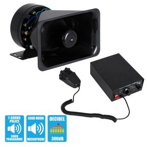 Τηλεβόας - Ντουντούκα - Σειρήνα - Κόρνα Αυτοκινήτου με 7 Προγράμματα Ήχητικών Εφέ Αστυνομίας - Πυροσβεστικής - Security με Μικρόφωνο - 200W 300db DC 12V Αδιάβροχο IP65