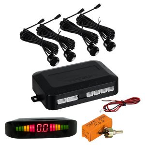 Σύστημα Παρκαρίσματος Parktronic DC 12V με 4 Μαύρους Αισθητήρες - Οθόνη LED Indicator και Ηχείο (Buzzer)