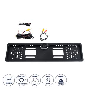 Σύστημα Παρκαρίσματος 170° σε Πλαίσιο Πινακίδας, 1 Night Vision Κάμερα με Parking Lines LCD 1080p CMOS Signal DC 12V Μ55 x Π14x Υ2cm - 2 Χρόνια Εγγύηση