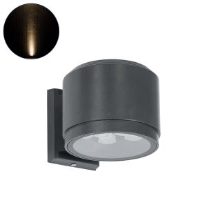 WALLLIGHT-GONA Μοντέρνο Φωτιστικό Τοίχου - Απλίκα LED 24W 2160lm 5° DC 24V Αδιάβροχο IP67 Θερμό Λευκό 2700K - CREE COB Chip : TUV SUD Driver - Γκρι Ανθρακί Ματ - Μ13 x Π16.5 x Υ5cm - 3 Χρόνια Εγγύηση