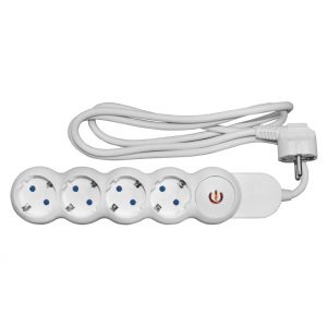 ΠΟΛΥΜΠΡΙΖΟ BUBBLE ΜΕ ΚΑΛΩΔΙΟ ΚΑΙ ΔΙΑΚΟΠΤΗ 3Χ1.5mm 1.4μ ΚΑΛΩΔΙΟ 4 ΣΟΥΚΟ ΛΕΥΚΟ