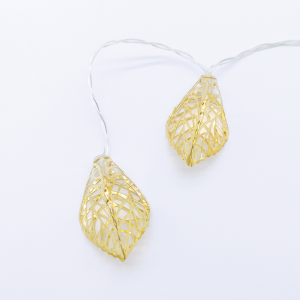 METAL LEAVES 10LED ΛΑΜΠΑΚ ΣΕΙΡΑ ΜΠΑΤΑΡ.(3xAA) ΚΑΙ ΧΡΟΝΟΔΙΑΚ (6ΟΝ/18OFF) ΘΕΡΜΟ ΛΕΥΚΟ ΧΡΥΣΟ ΜΕΤΑΛΛΟ