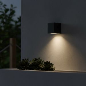 BURANO Φωτιστικό Τοίχου / Απλίκα για Λάμπα MR16 με Ντουί GU10 AC 220-240V Αδιάβροχο IP65 - Μαύρο Ματ - Μ8 x Π8 x Υ7cm