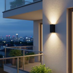 BURANO Φωτιστικό Τοίχου / Απλίκα για 2 Λάμπες MR16 με Ντουί GU10 AC 220-240V Αδιάβροχο IP65 - Μαύρο Ματ - Μ8 x Π8 x Υ15cm