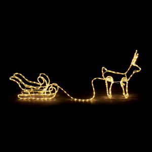 REINDEER PULL SLEIGH 192LED ΣΧΕΔΙΟ 8m ΜΟΝΟΚΑΝΑΛ ΦΩΤΟΣΩΛ ΘΕΡΜ ΛΕΥΚΟ IP44 145x23.5x49cm 1.5m ΚΑΛΩ