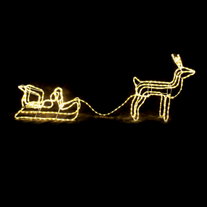 REINDEER WITH SLEIGH, 312 LED ΣΧΕΔ. 13m ΜΟΝΟΚ. ΦΩΤΟΣ., WW ΣΤΑΘ., IP65, 65X64X30 ΚΑΙ 59X22X29CM, 1.