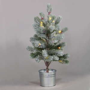 “SNOW PINE TREE WITH RED CHERRY AND POT” 28 WW LED ΛΑΜΠΑΚ. IP20 3xAA ΥΨΟΣ 55cm O12,5cm