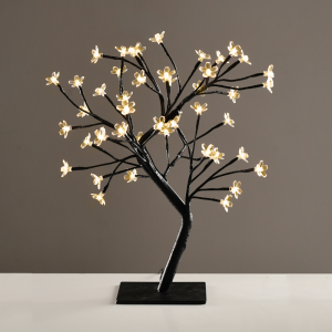 TREE WITH FLOWERS OF SILICONE  36LED ΛΑΜΠΑΚ ΜΕ ΑΝΤΑΠΤΟΡΑ(24V DC)ΘΕΡΜΟ ΛΕΥΚΟ IP20 45cm 3m ΜΑΥΡΟ