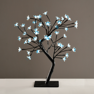 TREE WITH FLOWERS OF SILICONE  36LED ΛΑΜΠΑΚ ΜΕ ΑΝΤΑΠΤΟΡΑ(24V DC)ΜΠΛΕ IP20 45cm 3m ΜΑΥΡΟ ΚΑΛΩΔΙΟ