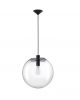 OVVIO CLEAR GLASS & BLACK METAL BLACK FABRIC WIRE E27 1X60W IP20 BULB EXCLUDED D:50 H1:50 H2:205 CM