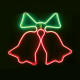 DΟUBLE BELLS 300 NEON LED 3m NEON DOUBLE SMD ΦΩΤ., ΚΟΚΚΙΝΟ+ΠΡΑΣΙΝΟ ΣΤΑΘ., IP44, 62Χ50CM, 1.5m ΚΑ